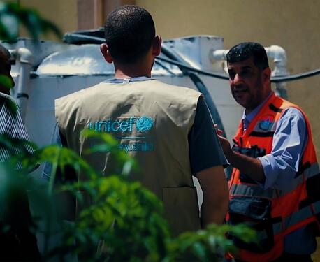UNICEF supported the installation of four septic tanks at Nasser Hospital in the Gaza Strip.