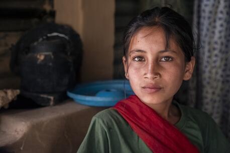 Eleven-year-old Dipika of Nepal, who almost drowned in a flood in 2020.