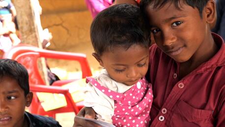 Two Rohingya refugee children living in Cox's Bazar, Bangladesh.