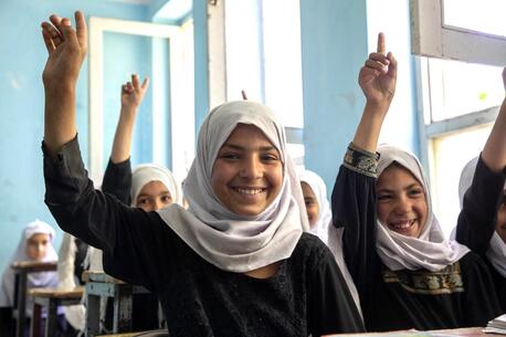 Primary school students in Kabul, Afghanistan on June 11, 2024.