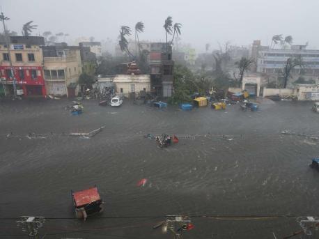 A view of flooding on Grand Road an hour after Cyclone Fani hit Puri, India on May 3, 2019. 