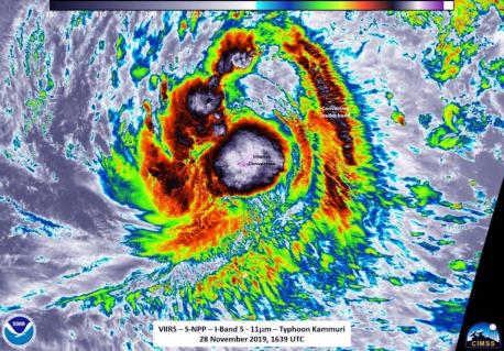 NASA-NOAA image of Typhoon Kammuri nearing the Philippines on November 28, 2019