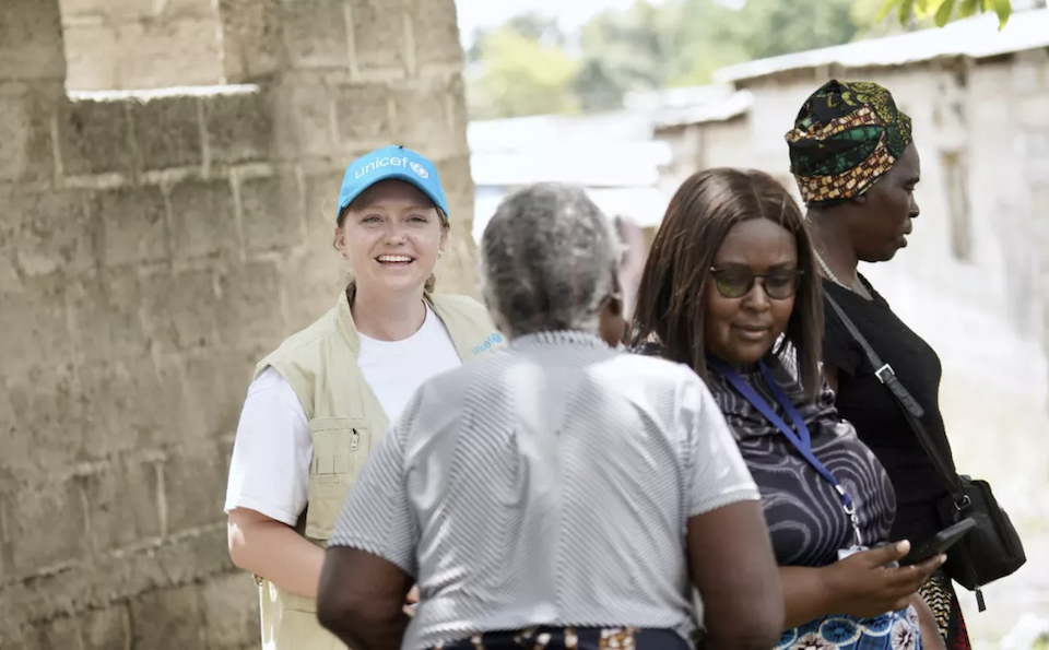 UNICEF Zambia staff meeting with Tisauke, a cholera survivor.