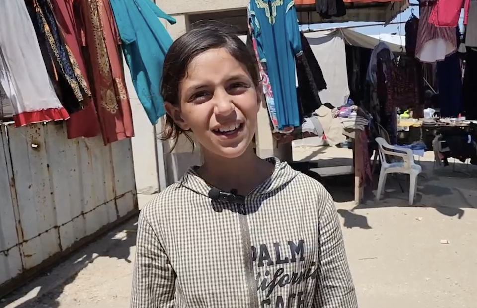 Amal, 13, and her family were displaced by the war in Deir al-Balah, central Gaza Strip. 
