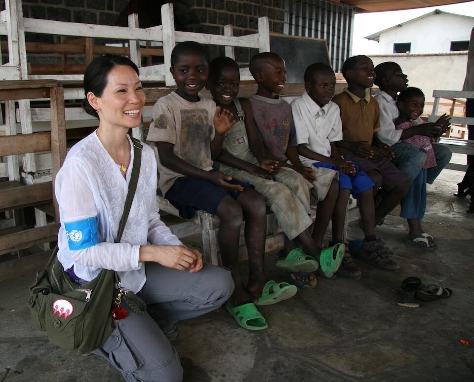 Lucy Liu on a UNICEF program visit.