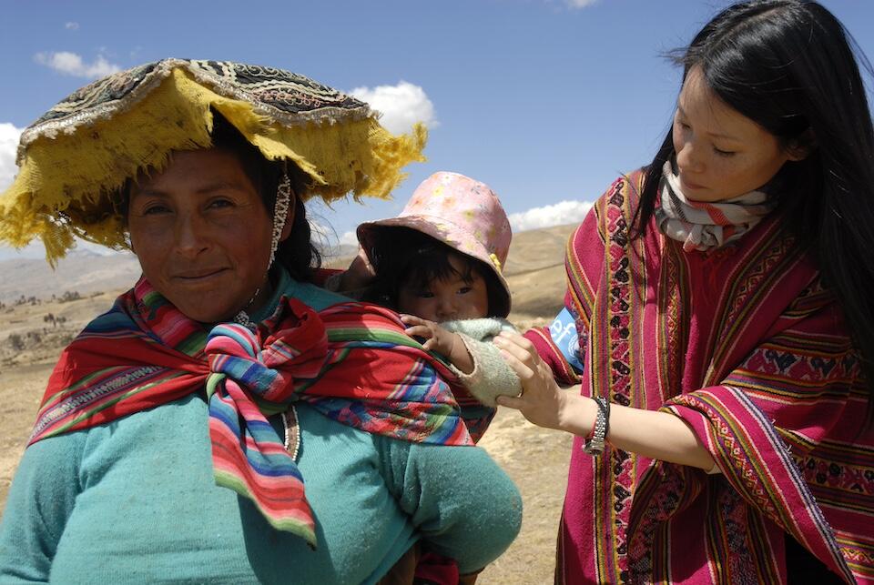 Lucy Liu on a program visit with UNICEF in Peru.