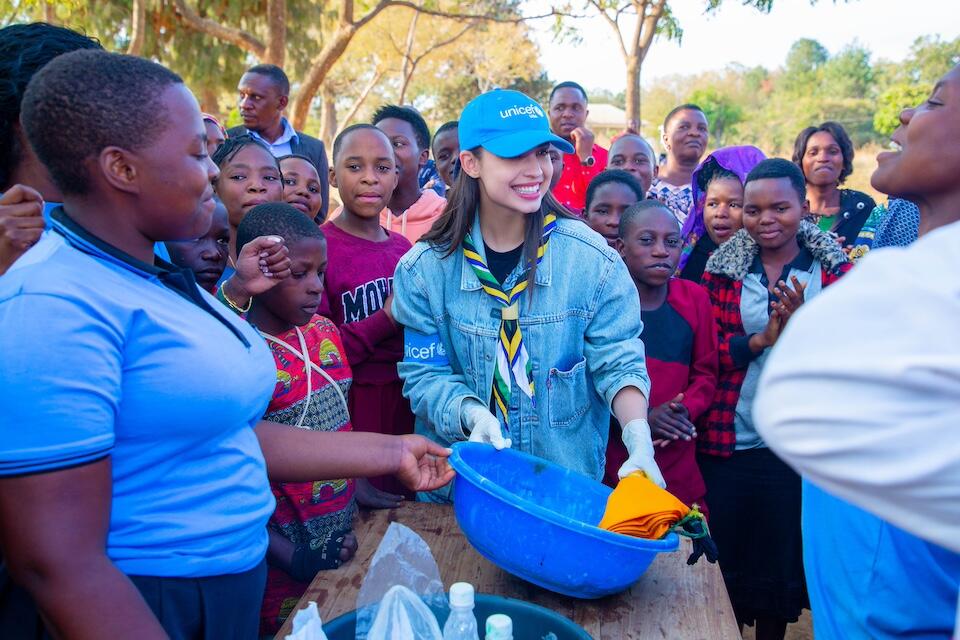 UNICEF USA Ambassador Sofia Carson on a UNICEF program visit.