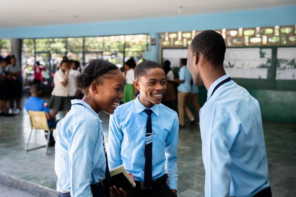 Students at the Lycée National de Petion Ville outside Port-au-Prince, Haiti. 