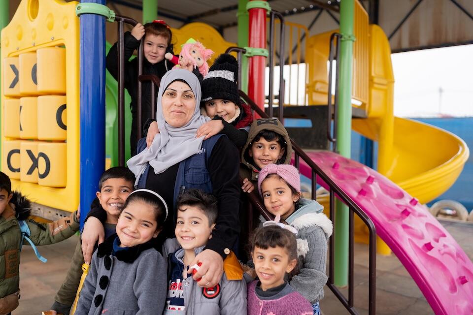 Weam, 35, has been living in the Za’atari refugee camp for Syrian refugees in Jordan since 2011. With support from UNICEF, she maintains her role as Syrian Assistant Teacher in one of the camp’s Kindergartens.