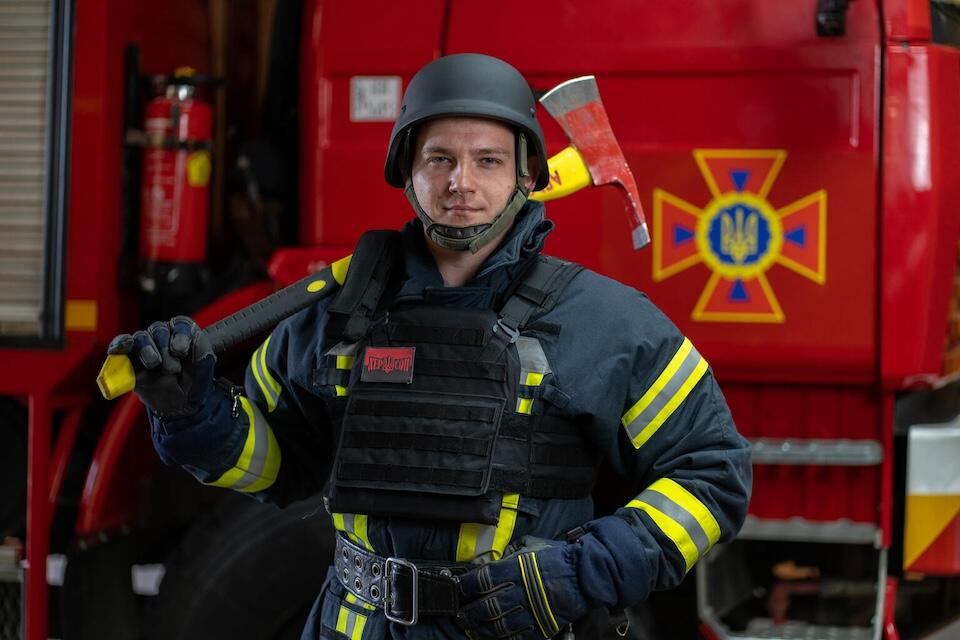 Vladyslav Horetsky, the head of an SES rescue station in Kherson, Ukraine. 