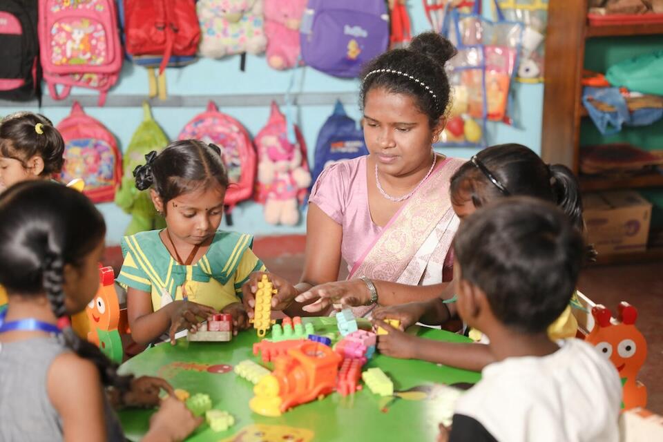 Monisha, 5, attends preschool at Gunapala Silva early childhood development center in Colombo, Sri Lanka. 