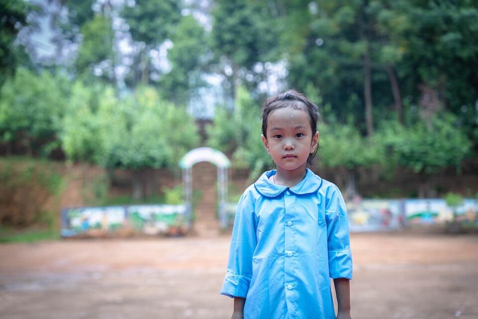 Six-year-old  Hoang Ngoc Lan's parents and brothers were killed when Super Typhoon Yagi destroyed their home in Vietnam's Lao Cai province. 