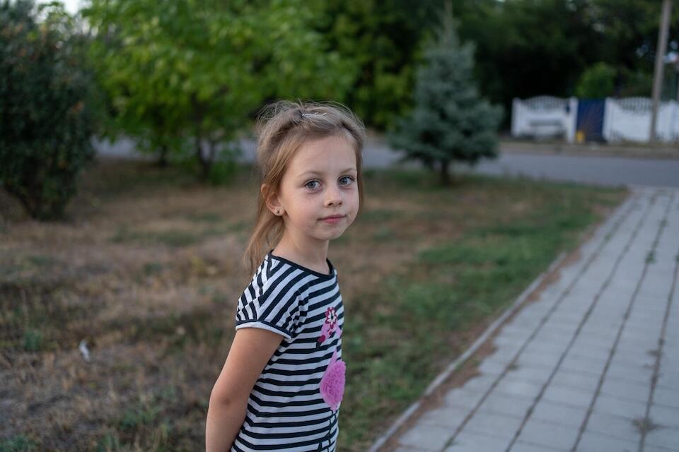 Milana, 7, and her mother and two siblings were displaced by war in Ukraine. 