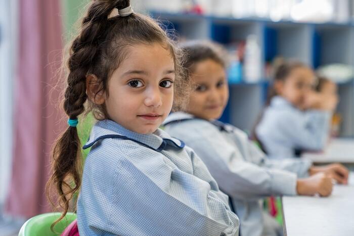 Students at Maaroub Saad Intermediate Public School in Saida.