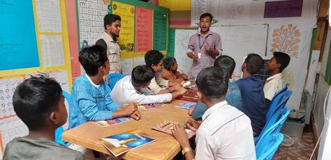 Adolescents learn foundational skills, life skills, entrepreneurship and vocational skills at a multi-purpose adolescent center in Cox’s Bazar.