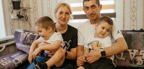 A family in Kharkiv, Ukraine on May 25, 2024.